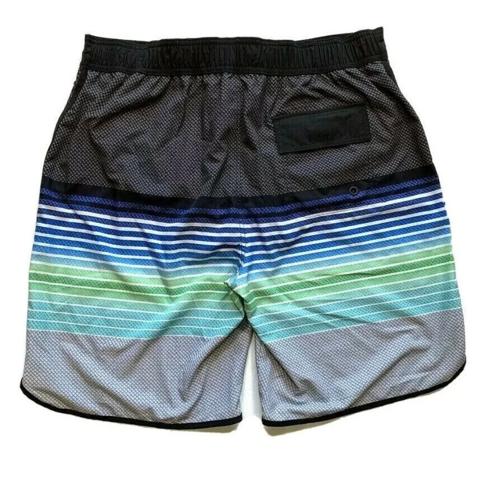 Wave Zone Board Shorts Swim Trunks Men‎ Large Built In Brief Striped Stretch NEW